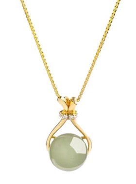 钛钢不掉色福袋和田玉项链女2025小众设计感锁骨链法式轻奢吊