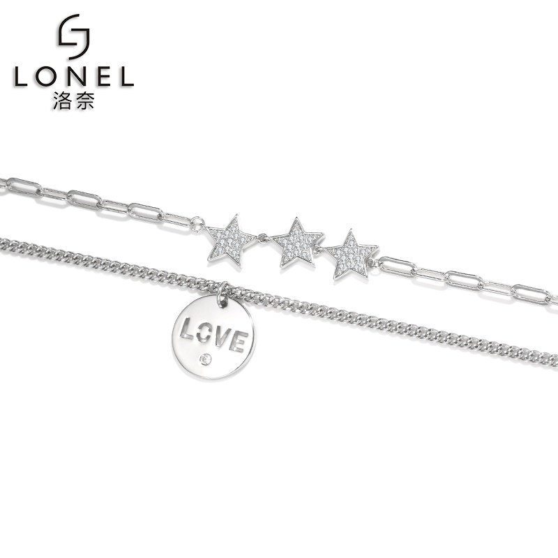 双层锁骨链ins嘻哈潮简约毛衣链子 lonel洛奈项链