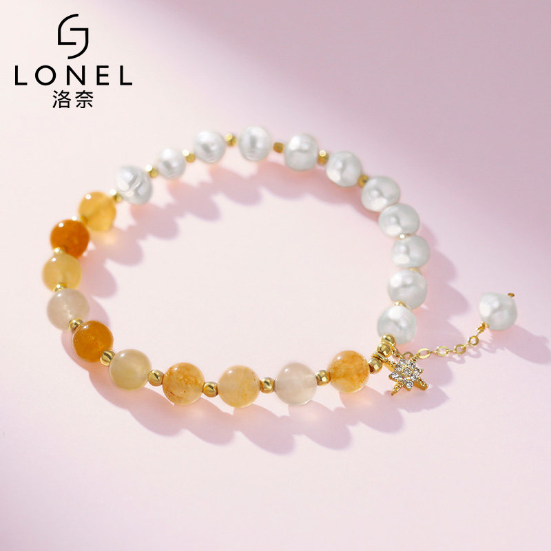淡水珍珠闺蜜有弹性珠子金色女手链 lonel洛奈手链