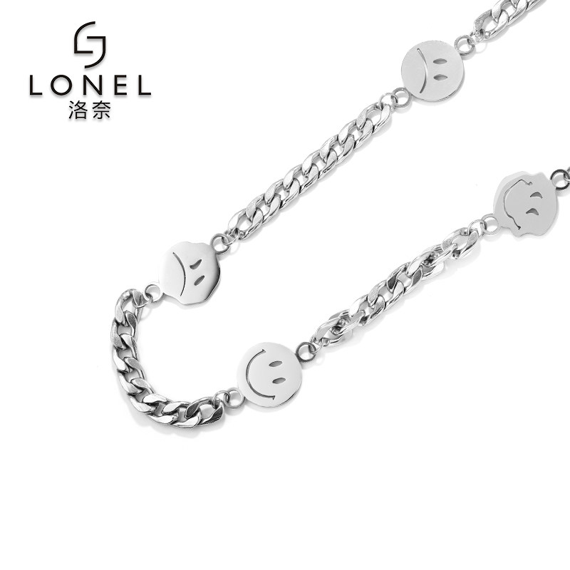 钛钢笑脸女冷淡风简约气质饰品链子 lonel洛奈项链
