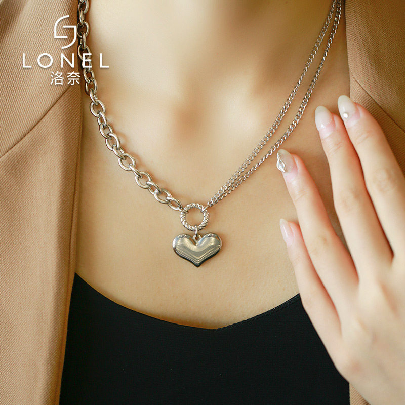 女冷淡风嘻哈气质个性爱心锁骨链 lonel洛奈项链