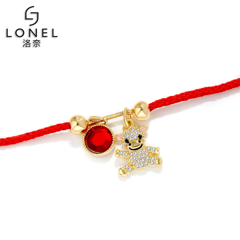 女小众设计感属牛礼物红色红手绳 lonel洛奈手链