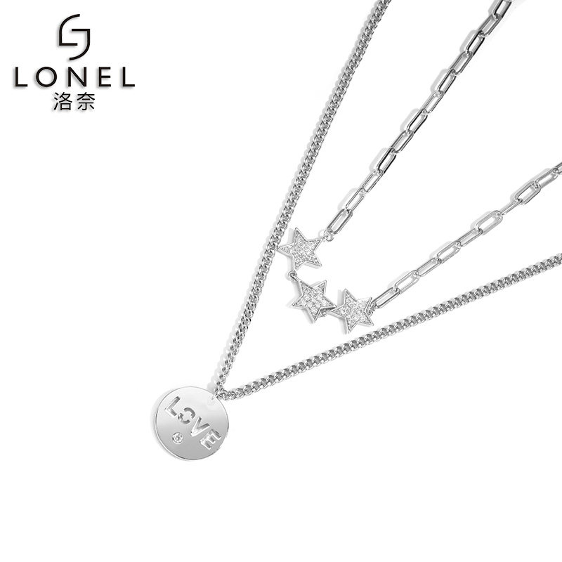 双层锁骨链ins嘻哈潮简约毛衣链子 lonel洛奈项链