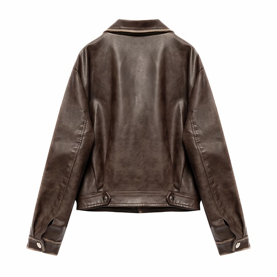 2025年新品复古PU皮衣外套女春秋韩系小个子时尚百塔显瘦机车皮短