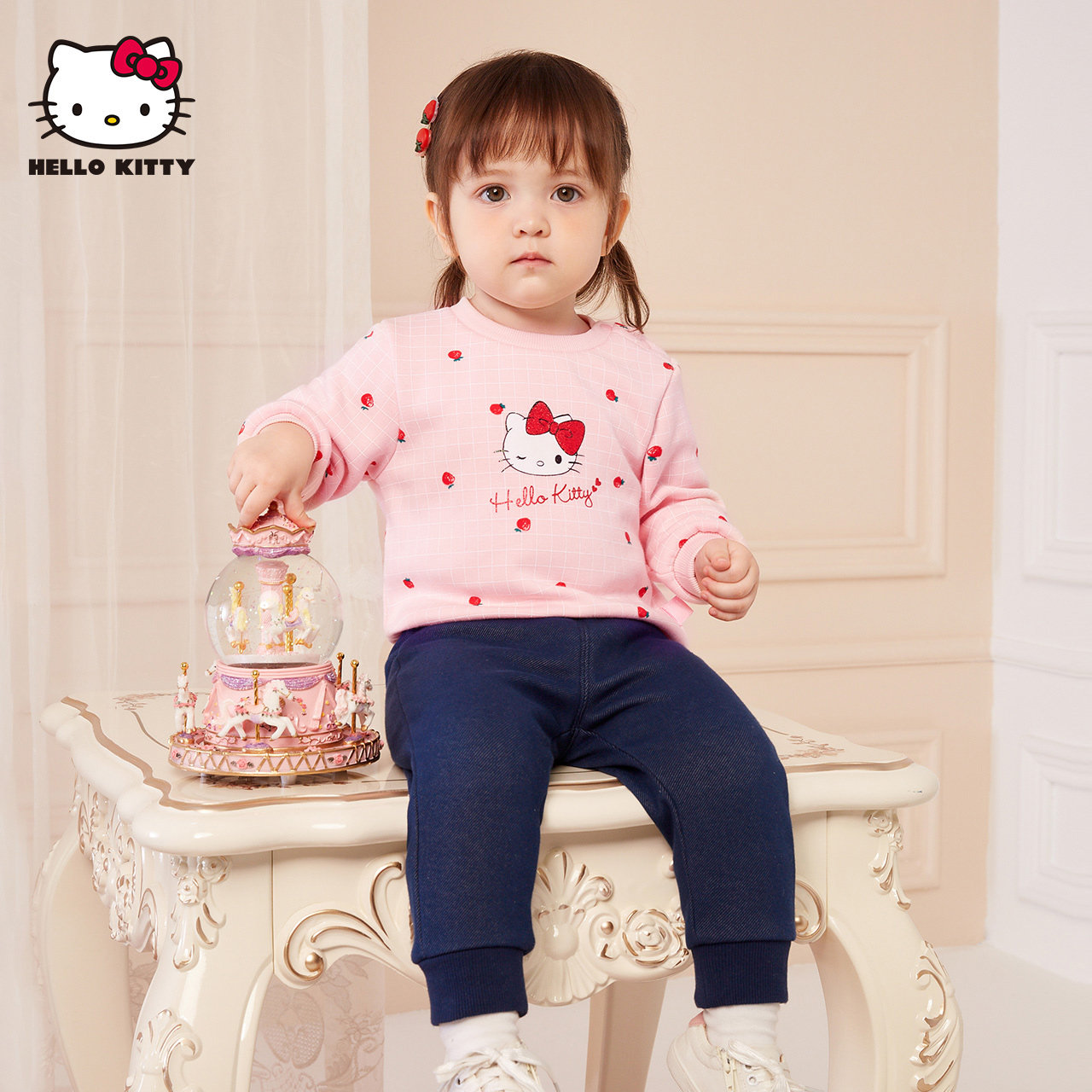 hellokitty童装女童套装秋冬加绒 hellokitty贝贝帕克套装
