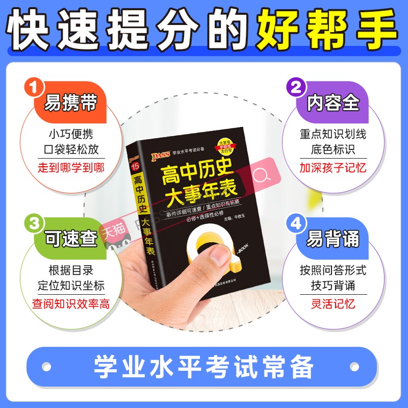 新教材Qbook口袋书高中历史大事年表基础知识知识点小册子大全重点速查考点速记高一高二高三高考备考复习资料pass绿卡图书Q-book - 图2