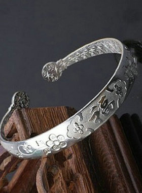 跑江湖礼品开口福字银手镯