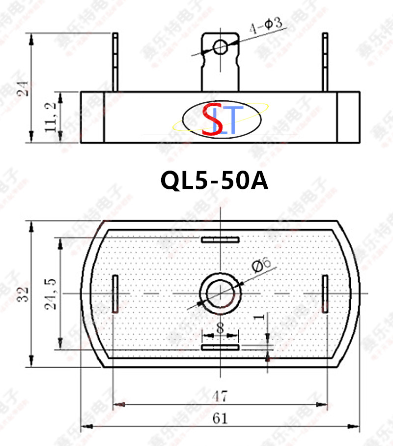 单相桥式整流器桥堆QL10A~60A1000V散热器一体QL20A 30A 50A椭圆