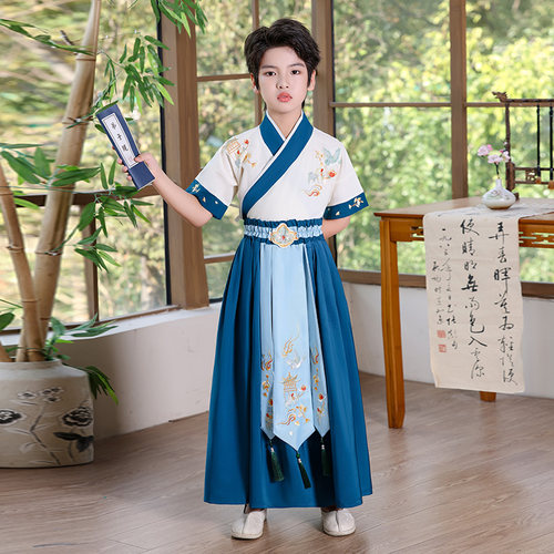 男童汉服2026新款中国风夏季古装男孩古风诗歌朗诵儿童国学演出服 - 图3