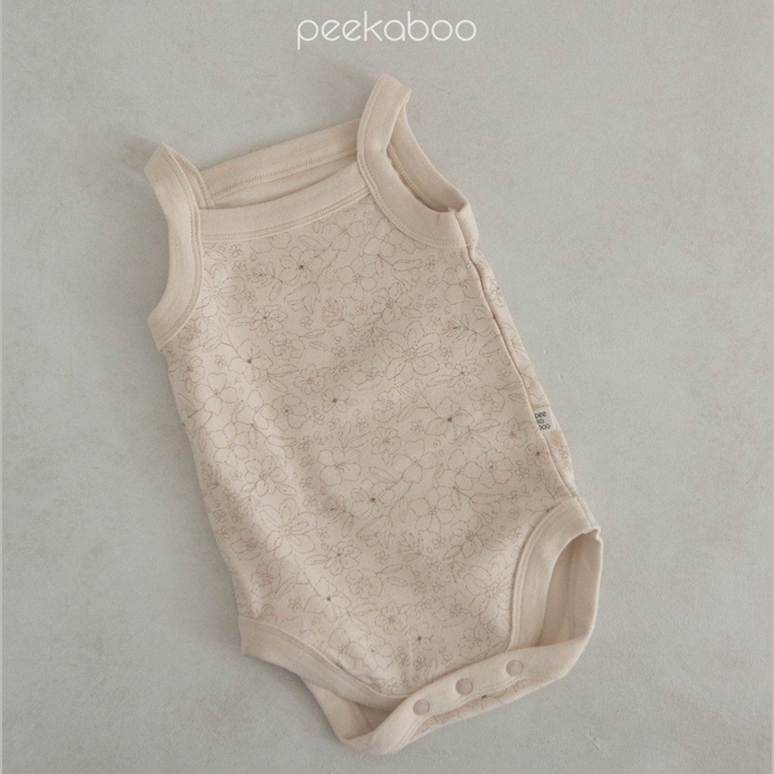 韩国进口代购PEEKABOO夏婴童宝宝薄棉碎花线条吊带可爱连身衣爬服 - 图1