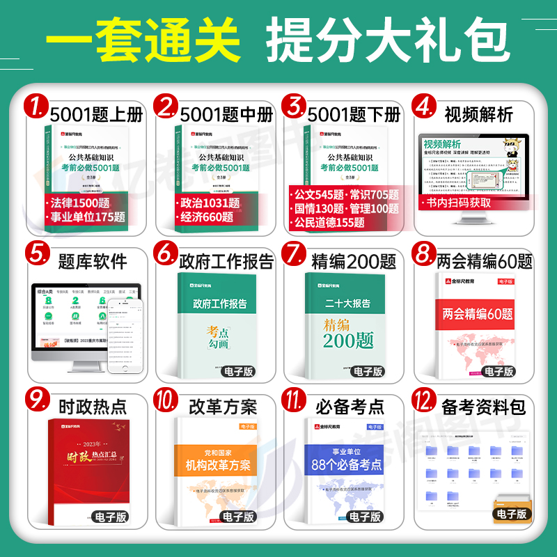 金标尺2024年事业单位考试公共基础知识5001题事业编联考资料综合真题库刷题山东省江西河南河北山西四川重庆江苏广东2023考编用书-图1