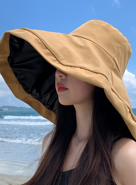 遮阳帽子渔夫帽防晒夏季黑胶