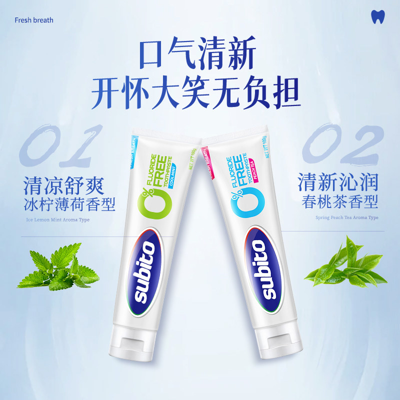 意大利进口舒比拓安心无氟牙膏成人孕妇水果茶香不含氟唇炎subito