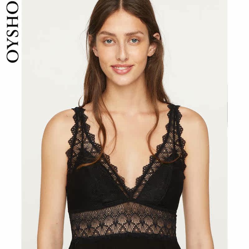 oysho蕾丝轻质胸垫无钢圈居家睡裙 oysho睡裙