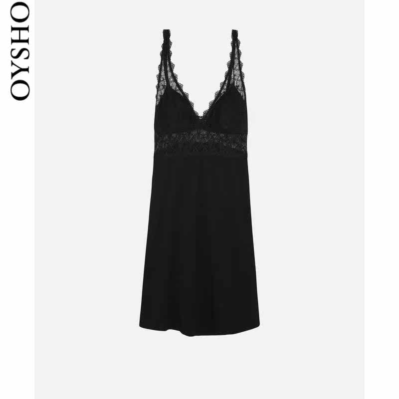 oysho蕾丝轻质胸垫无钢圈居家睡裙 oysho睡裙