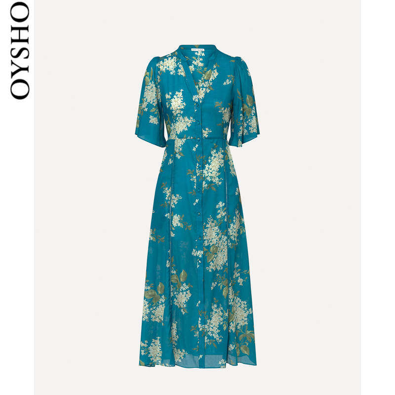 oysho花朵印花纯棉居家睡裙连衣裙 oysho睡裙