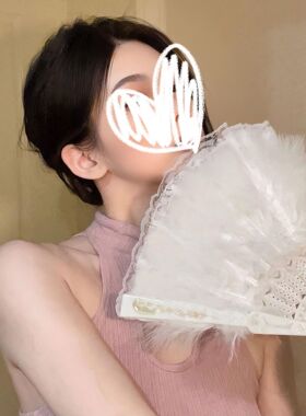 汉服旗袍扇子折扇中国风黑色羽毛古风扇新中式舞蹈扇圣诞节装饰品