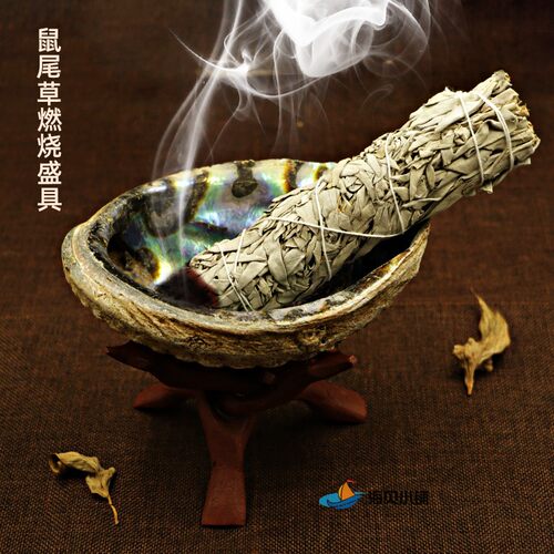 天然鲍鱼壳红鼎圣木架火鸡毛套装燃烧鼠尾草盛具特价包邮送礼品 - 图2