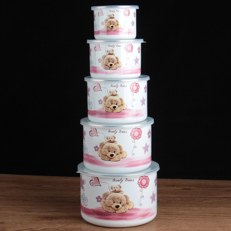 10-18cm套装搪瓷碗卡通带盖盆保鲜碗洗手盆拌馅和面盆保鲜盒冷藏,淘宝优惠券,粉丝福利购,淘宝优惠卷