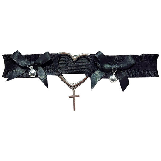 Lolita洛丽塔朋克哥特爱心蝴蝶结铃铛腿环腿带女choker弹力jk配饰