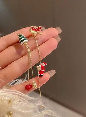 圣诞节老人长款流苏耳钉