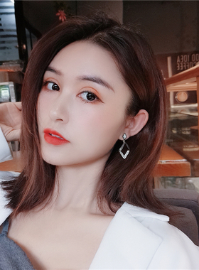 银针几何菱形耳环豪华女时尚个性