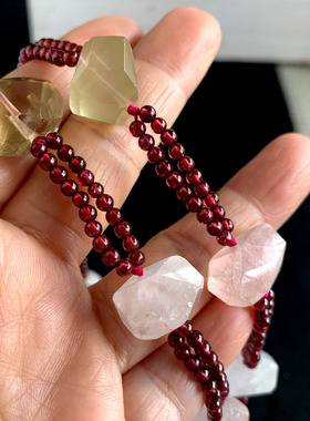 天然石榴石多宝项链毛衣链紫水晶