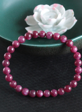 天然红刚玉光面多规格手串