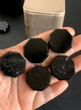 天然黑碧玺六边形吊坠项坠
