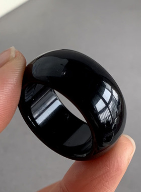 天然黑玛瑙板指戒指修心