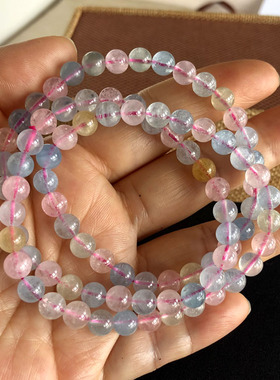 天然摩根石三圈手链糖果色