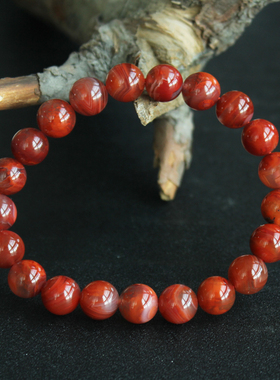 南红玛瑙冰种飘花缠丝条纹手链