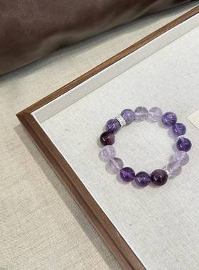 原创天然紫水晶手链女款紫锂云母紫水晶手串简约清新送人礼物七夕
