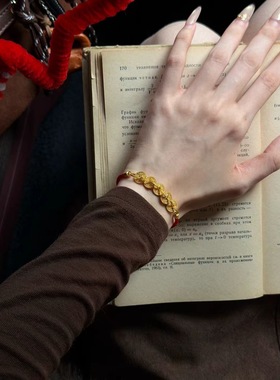 水贝黄金碎碎冰五帝钱币手链足金999女款爆闪五路财神盘缠送礼