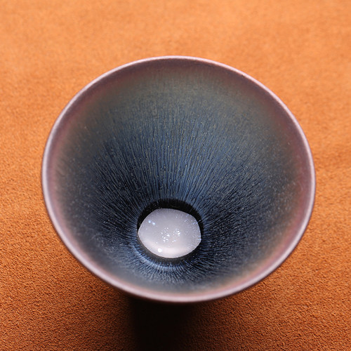 非遗大师陈国飞银毫建盏主人杯茶杯茶盏纯全手工曜变兔毫茶器茶具 - 图1