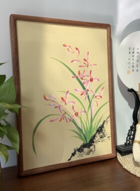 100%纯手绘国画兰花空谷幽兰茶室书房书桌摆件装饰画挂画A3尺寸