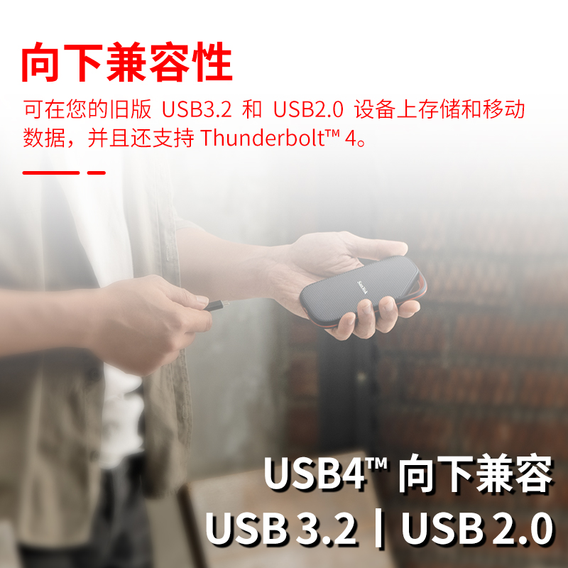 闪迪e82雷电4移动固态硬盘2T高速存储手机电脑两用大容量外接硬盘 - 图1