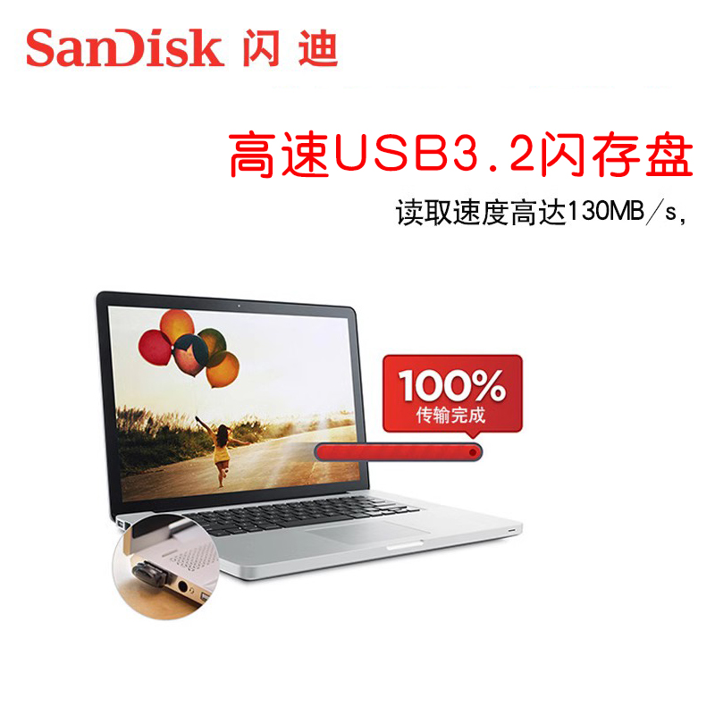 闪迪u盘64g高速usb3.2接口车载优盘64g迷你cz430加密车用U盘 - 图2