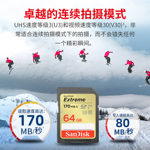 闪迪sd卡64g单反相机sd内存卡佳能尼康索尼微高速相机4k存储卡 - 图1
