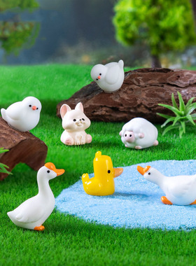 微景观创意可爱动物小猫咪小黄鸭公仔 DIY装饰品迷你树脂小摆件