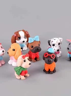 微景观塑料工艺品简约现代可爱卡通动物时尚小狗桌面摆件亲子玩具