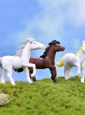 骏马手办多肉小玩偶塑料工艺品