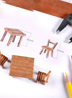 微景观盆栽方形桌椅树脂工艺品