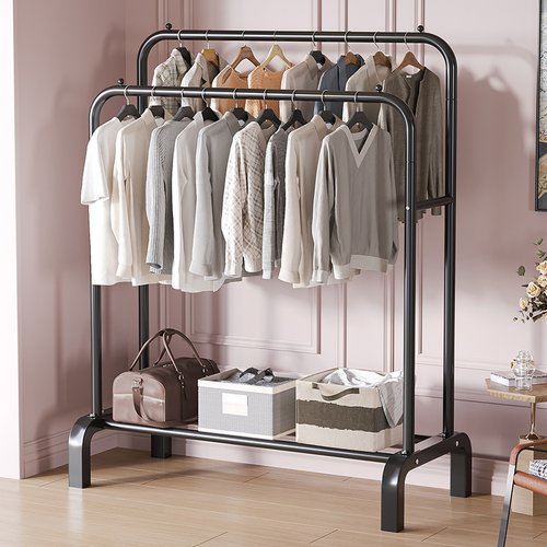 晾衣架落地可移动挂衣杆碳钢置物衣帽架挂衣架晾晒架晾衣杆晾晒杆 - 图1