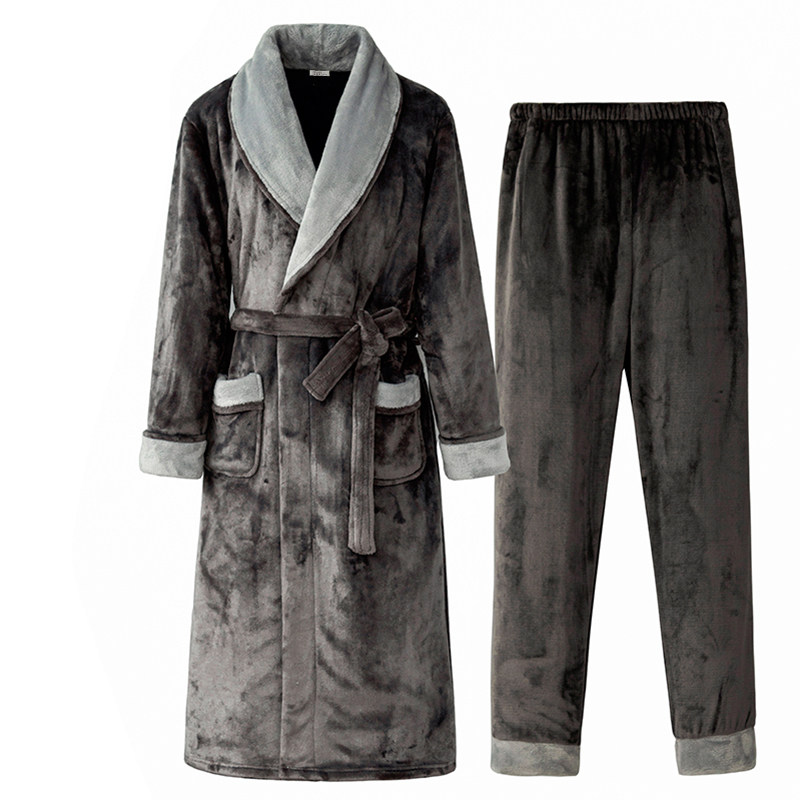 2020新款男冬季加绒珊瑚绒长款睡袍 迅尔美睡衣/家居服套装
