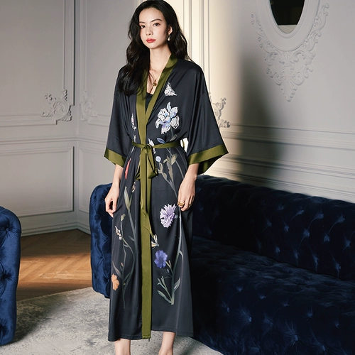 Летняя пижама, шелковый сексуальный осенний длинный банный халат, японское кимоно, 2024 года