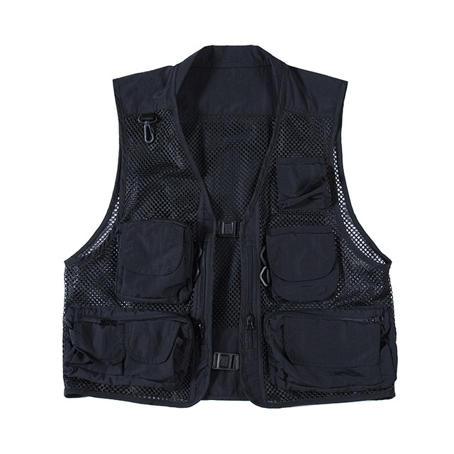 Ceecuz Summer Multi functional Outdoor Vest Thin Multi Pocket Functional Tank Top Men's Loose Sleeveless Jacket Coat