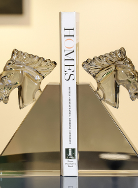 轻奢k9水晶书挡样板房创意摆件