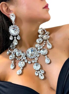 Rhinestone大号钻花项链饰品套装