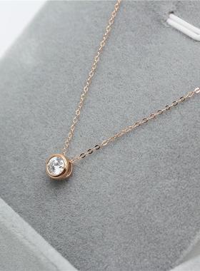 俄罗斯585紫金玫瑰金豪华时尚气质百搭镶嵌锆石气泡项链ins高级感